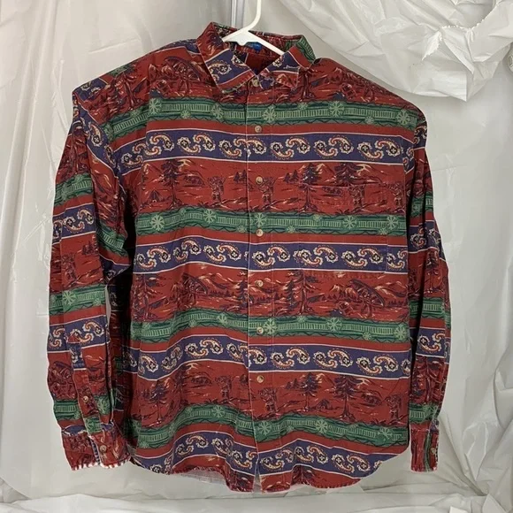Men’s Pendleton Multicolor Paisley Outdoor Print Button Long Sleeve Shirt Size L - Picture 11 of 15